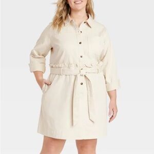 Who What Wear Target Cream Denim Dress with Belt Size 1X